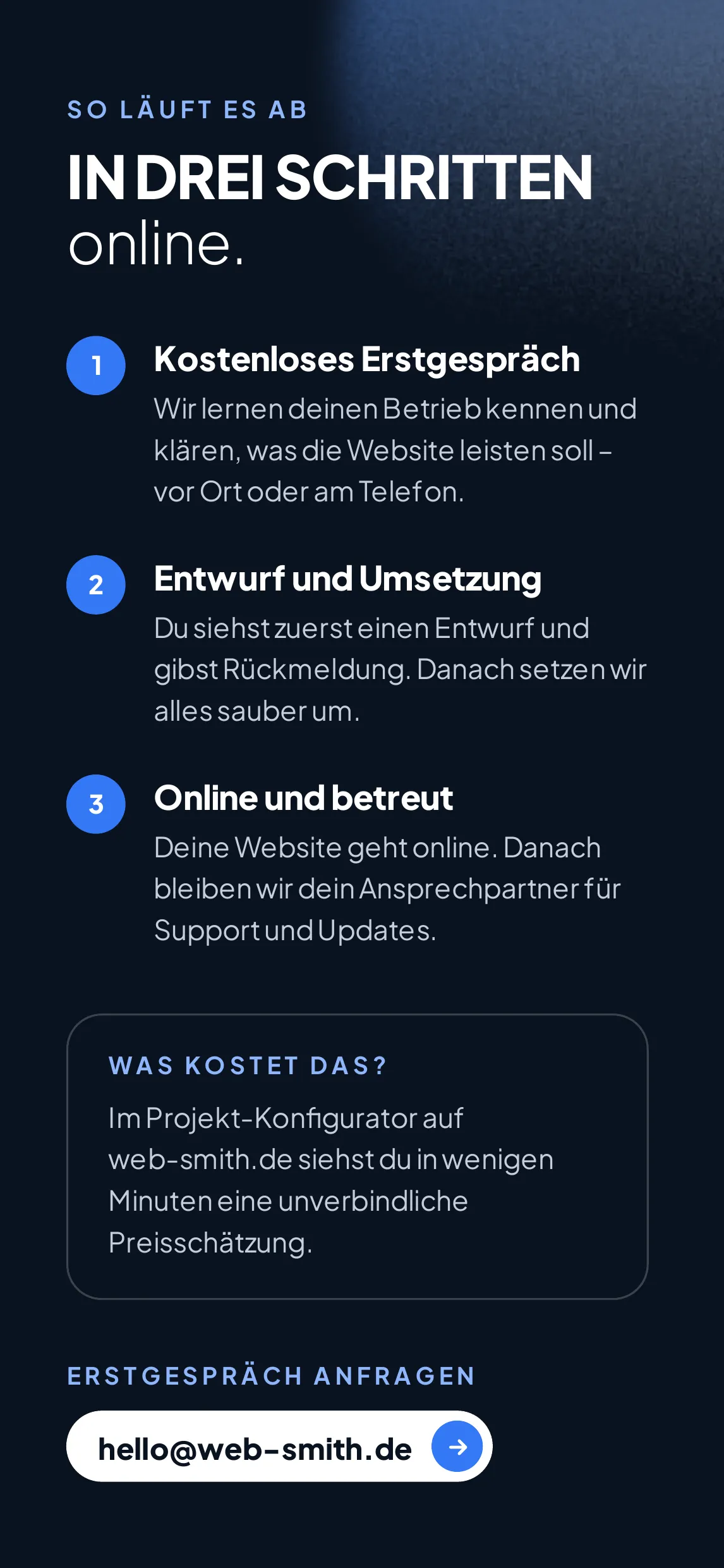 Innenseite rechts: In drei Schritten online