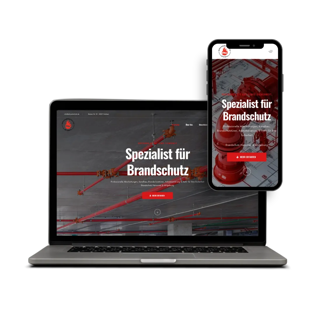 Website von PK Brandschutz auf Laptop und Smartphone