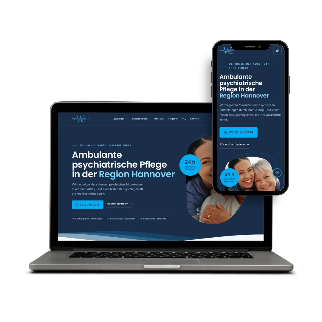 Website von Wohlfühlpflege auf Laptop und Smartphone