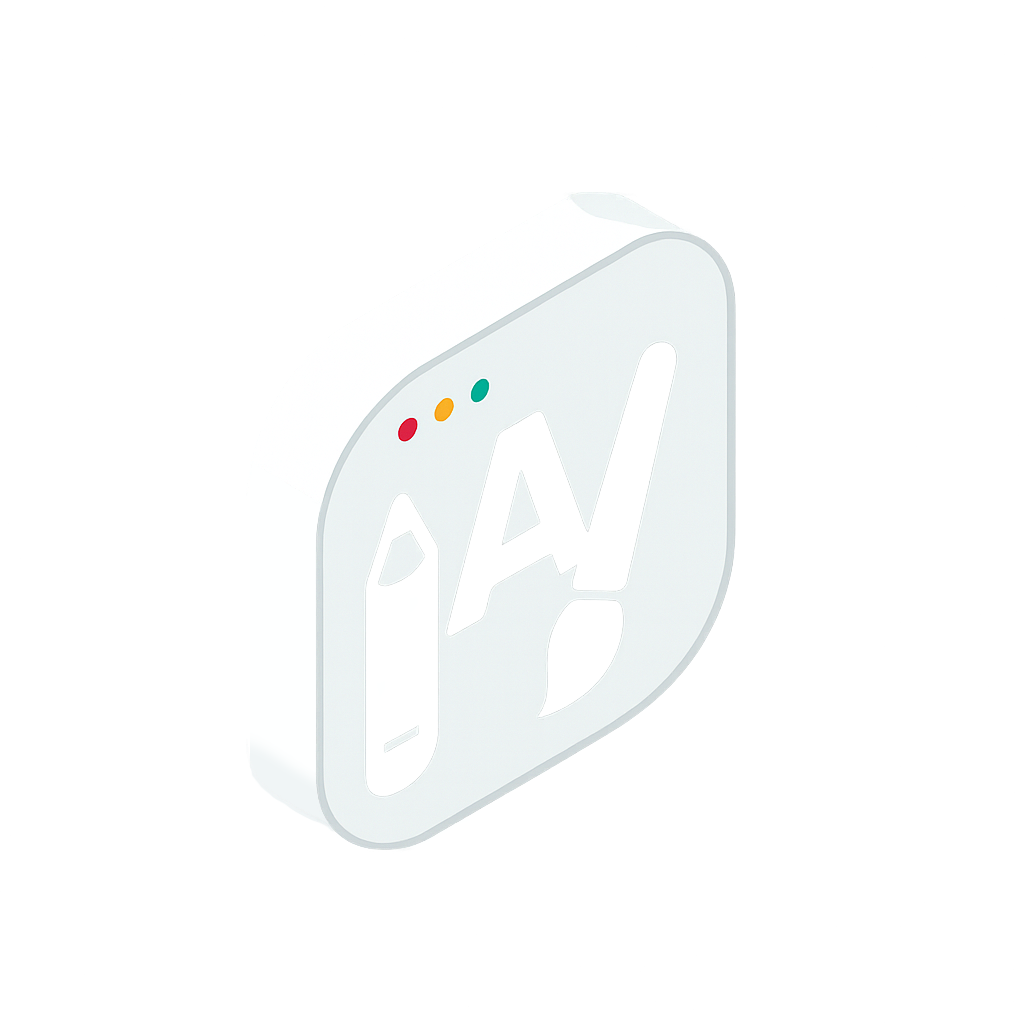 Isometrisches Icon mit Stift, Buchstabe A und Pinsel