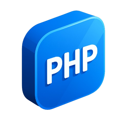 Blaues abgerundetes Icon mit weißen Buchstaben 'PHP'