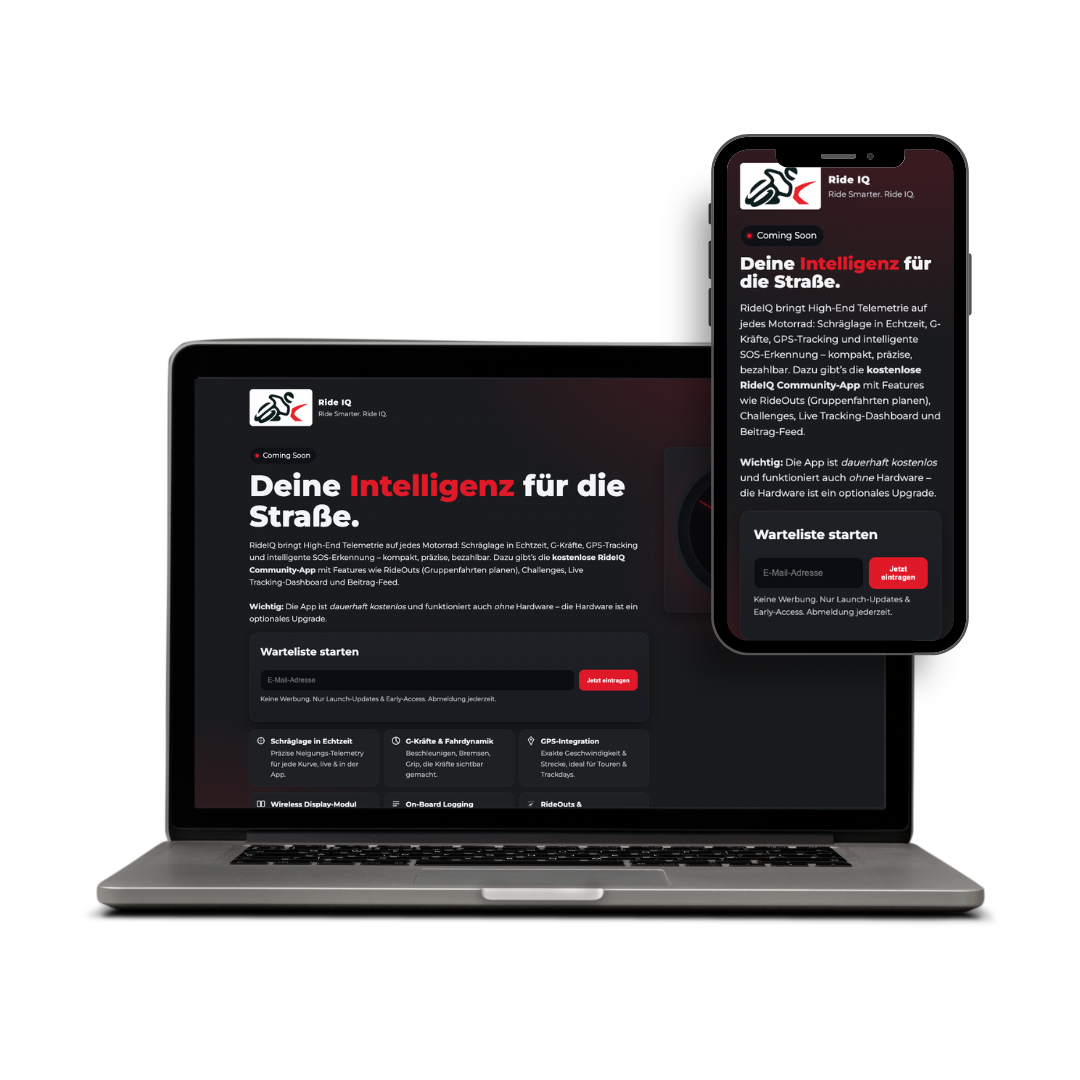 Laptop und Smartphone zeigen dunkles Web-Interface