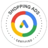Abzeichen Google Ads zertifiziert: Shopping-Anzeigen